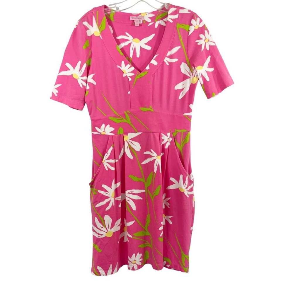 Lilly‎ Pulitzer Talulah Fit & Flare Dress Hotty Pink Twirlers Floral Size MEDIUM